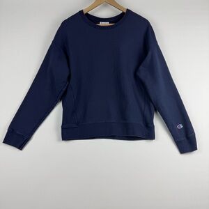 Champion Women’s L Reverse Weave Navy Crewneck Sweatshirt – Classic Fit